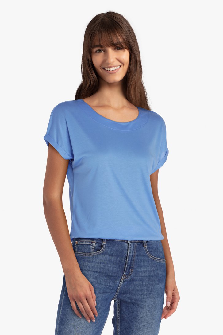 Lichtblauw T-shirt met ronde hals 