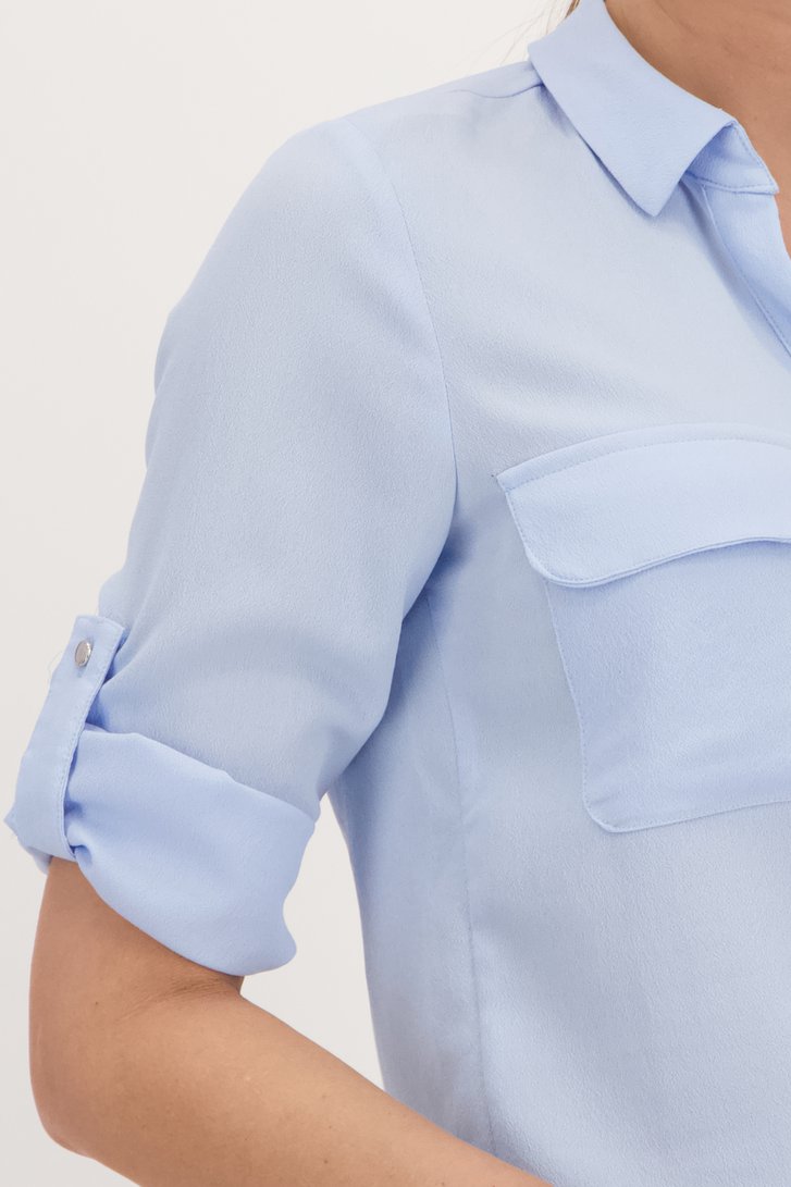 Lichtblauwe blouse met borstzakken van More & More voor Dames