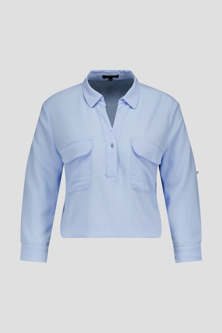 Lichtblauwe blouse met borstzakken van More & More voor Dames