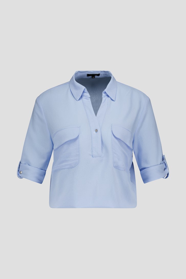 Lichtblauwe blouse met borstzakken van More & More voor Dames