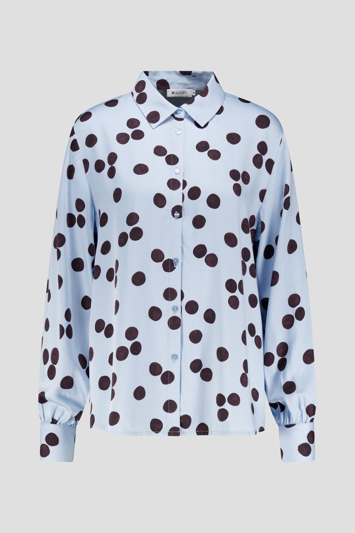Productfoto 1 van Lichtblauwe blouse met bruine stippenprint door D'Auvry voor Dames