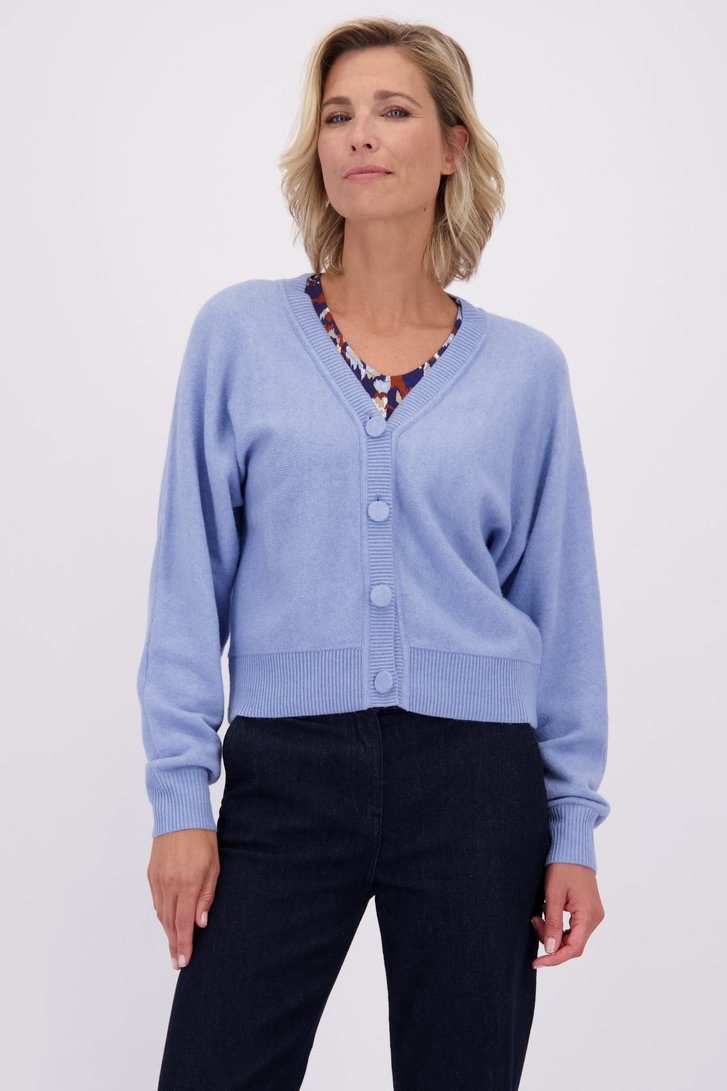 Voorkant van Lichtblauwe cardigan  door Claude Arielle voor Dames