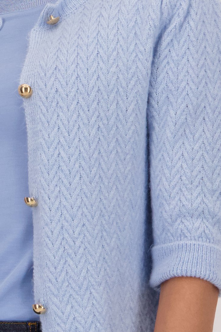 Lichtblauwe cardigan met halflange mouwen van More & More voor Dames