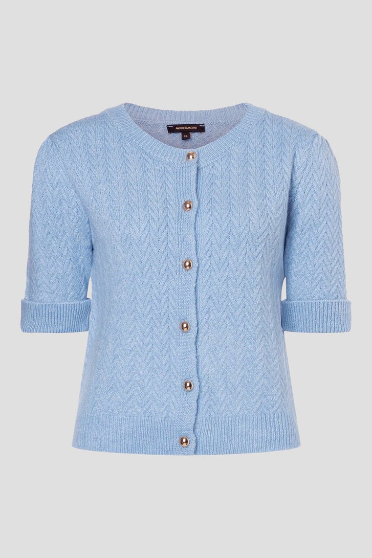 Lichtblauwe cardigan met halflange mouwen van More & More voor Dames