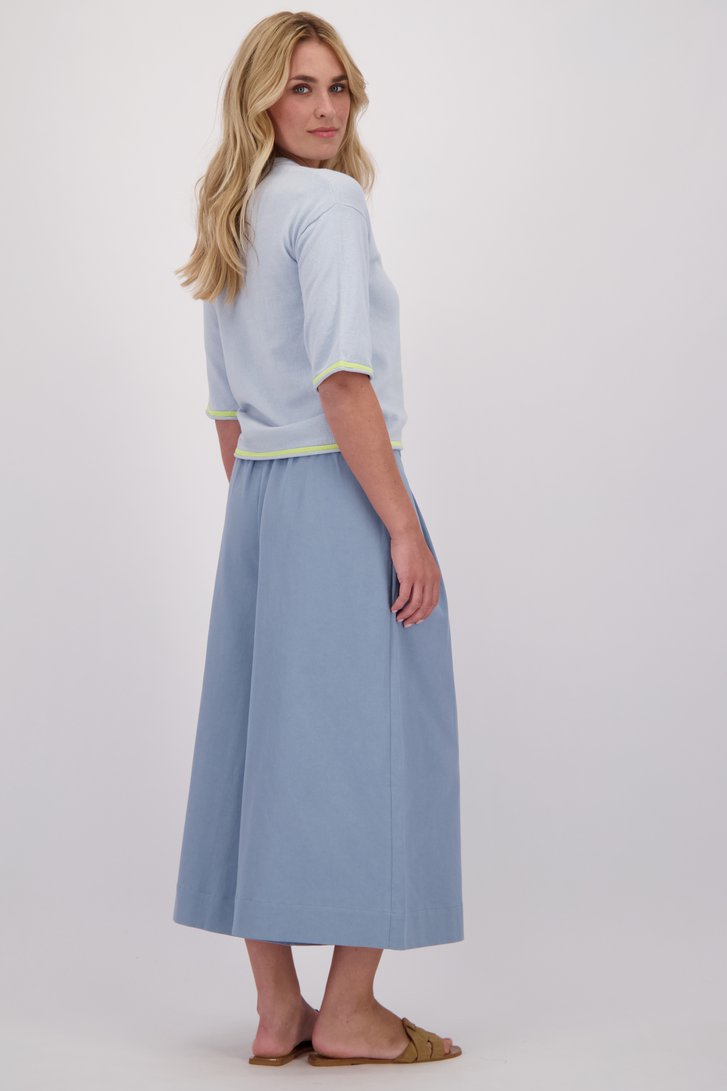 Achterkant van Lichtblauwe culotte met elastische tailleband door Libelle voor Dames
