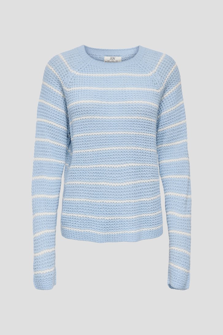 Productfoto 2 van Lichtblauwe gebreide trui met wit gestreept motief door JDY voor Dames