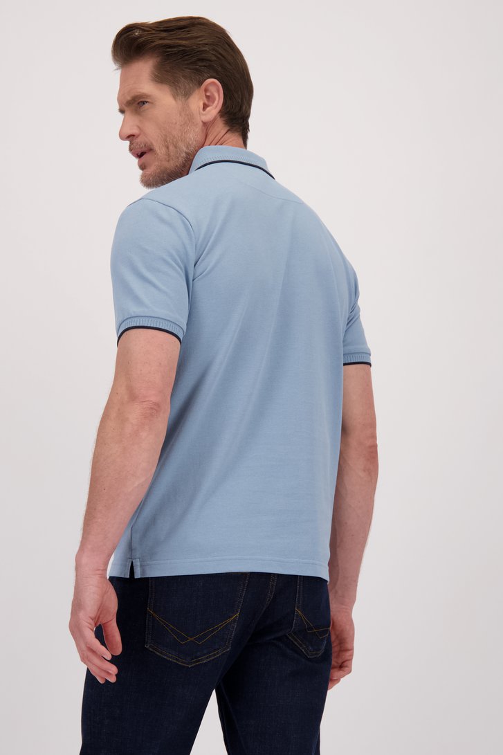 Achterkant van Lichtblauwe gemêleerde polo met korte mouwen door Dansaert Blue voor Heren