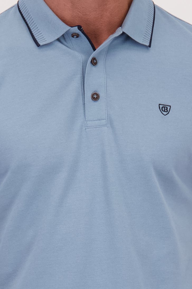Detail van Lichtblauwe gemêleerde polo met korte mouwen door Dansaert Blue voor Heren
