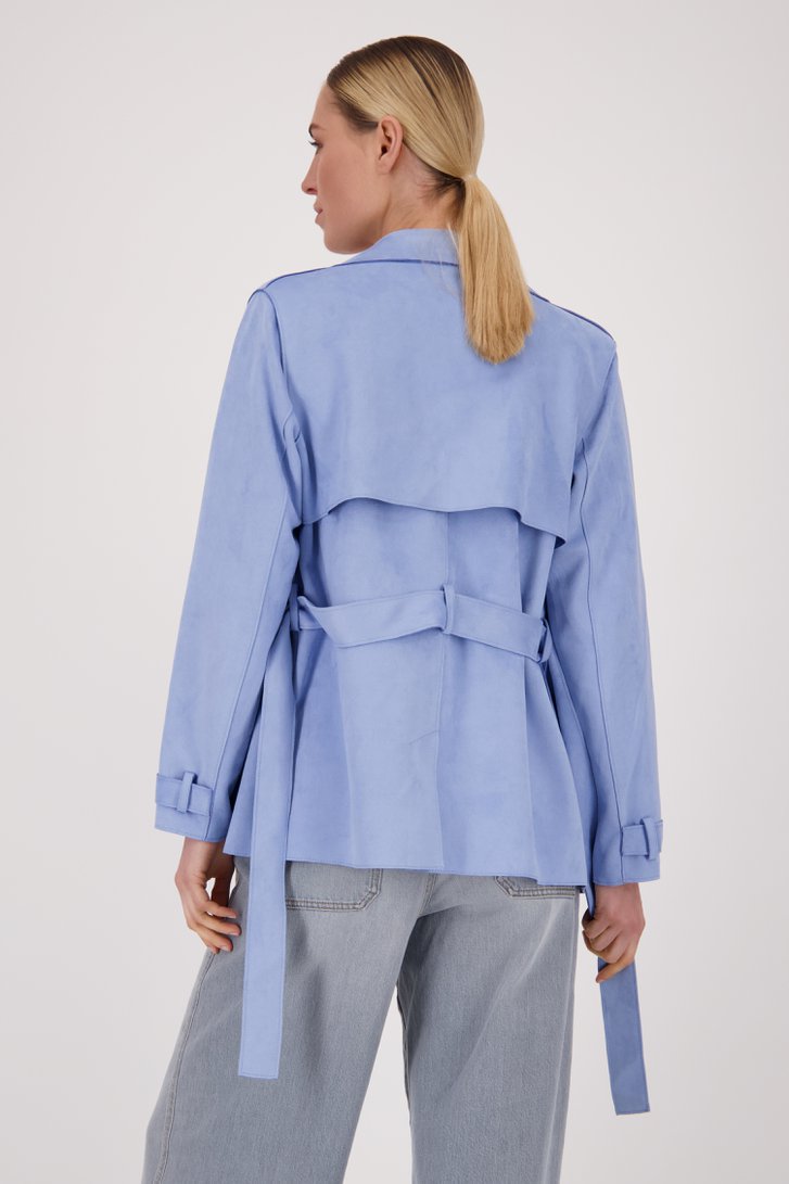 Lichtblauwe jas met suède look van Liberty Island voor Dames