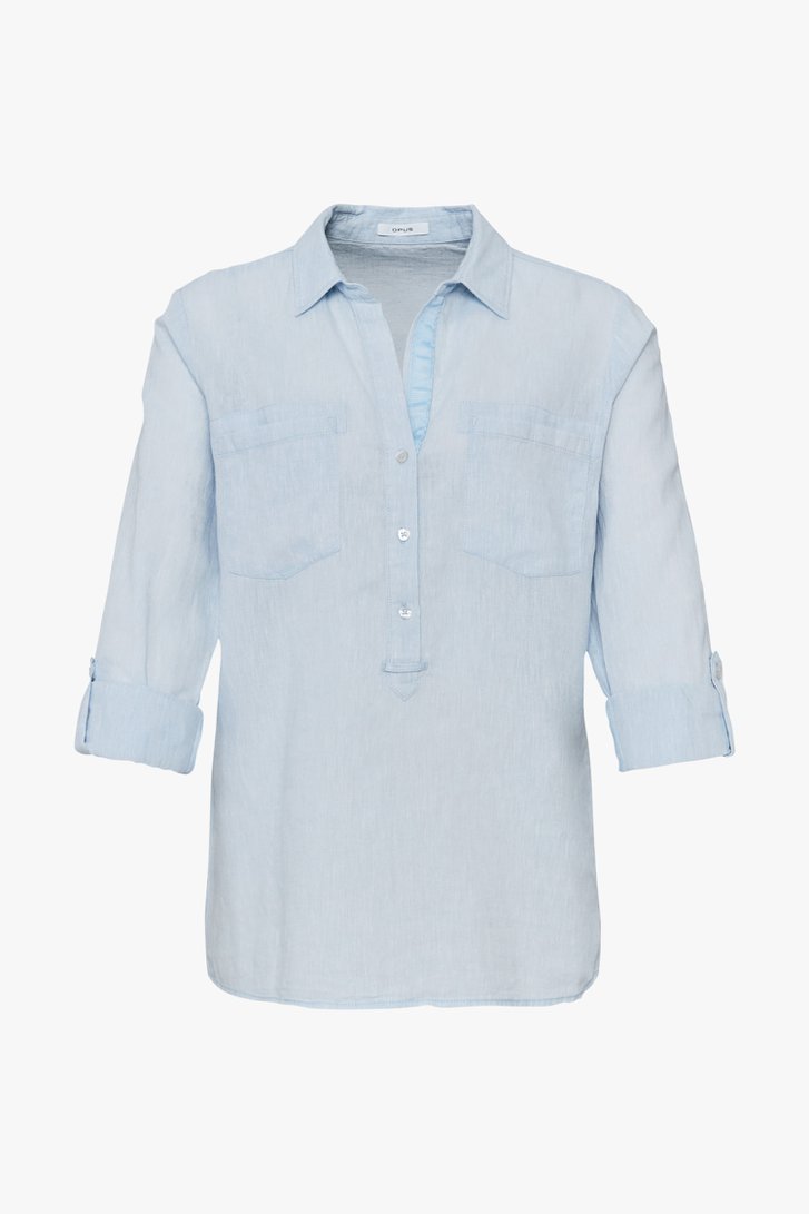 Lichtblauwe linnen blouse van Opus voor Dames