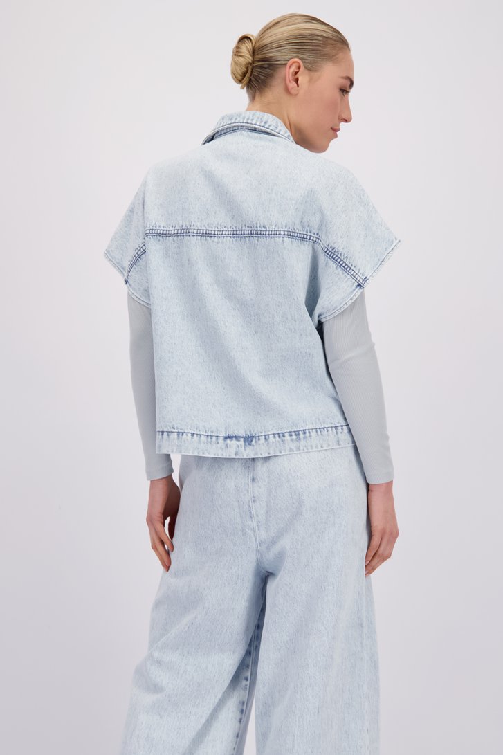 Extra foto 2 van Lichtblauwe mouwloze jeansvest door Liberty Island Denim voor Dames