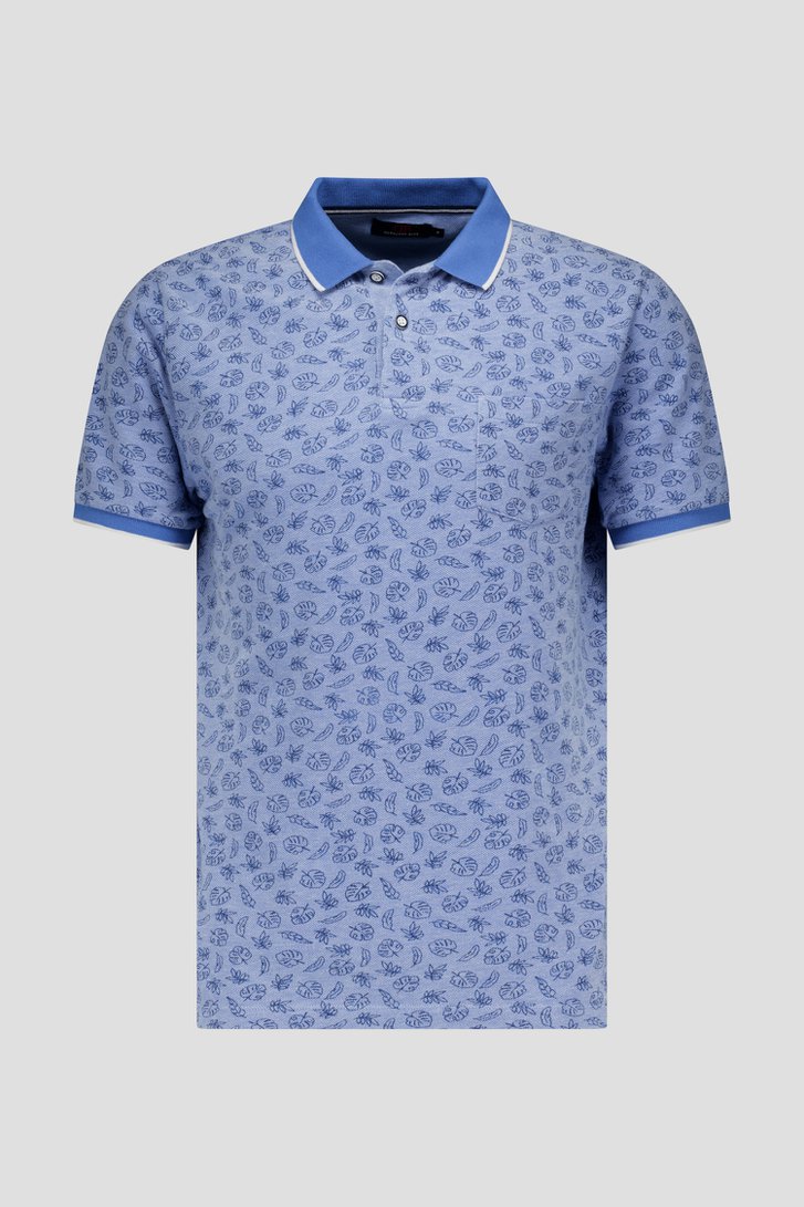 Lichtblauwe polo met bladerprint  van Dansaert Blue voor Heren