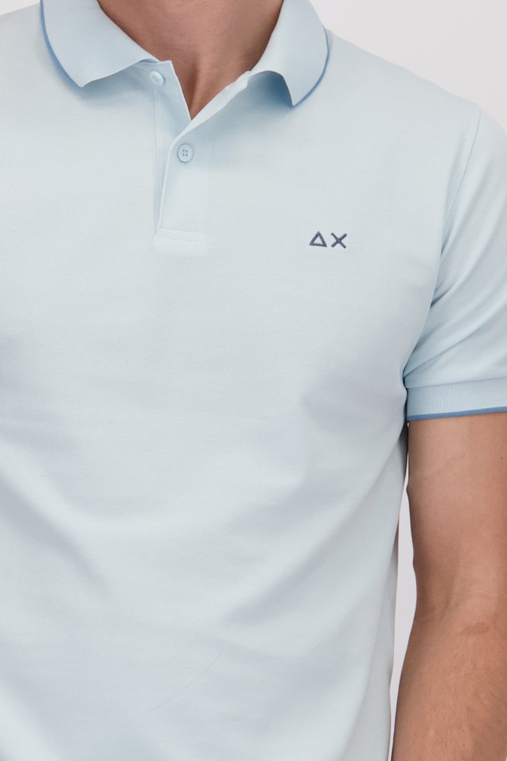 Detail van Lichtblauwe polo met donkerblauw accent door Sun68 voor Heren