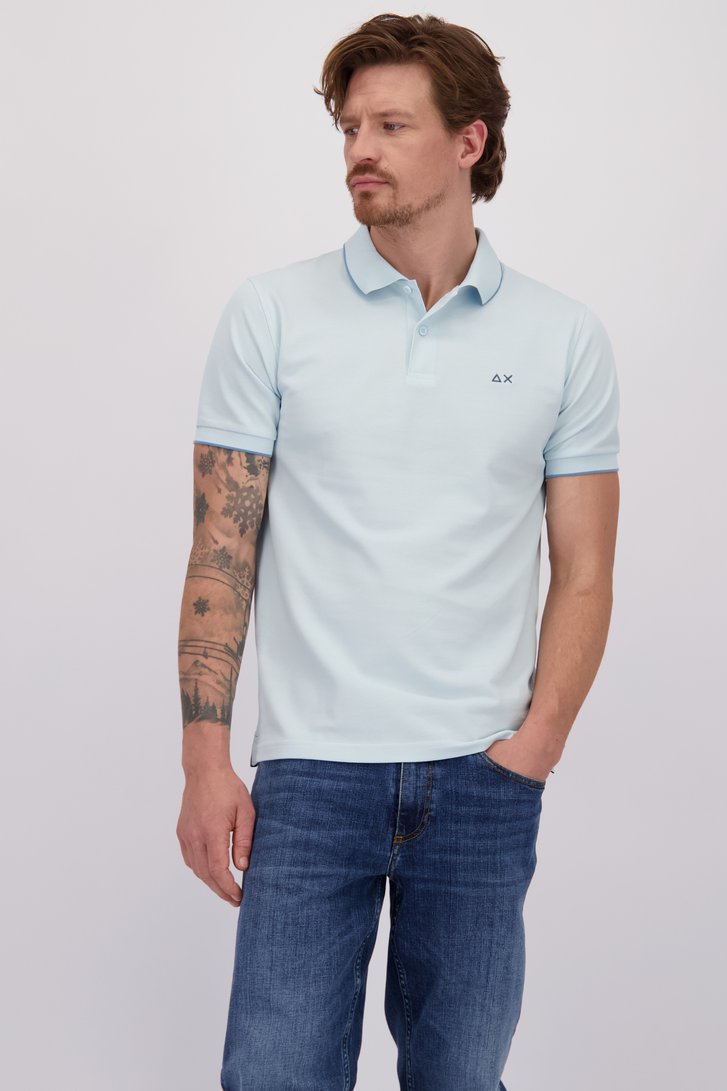 Voorkant van Lichtblauwe polo met donkerblauw accent door Sun68 voor Heren