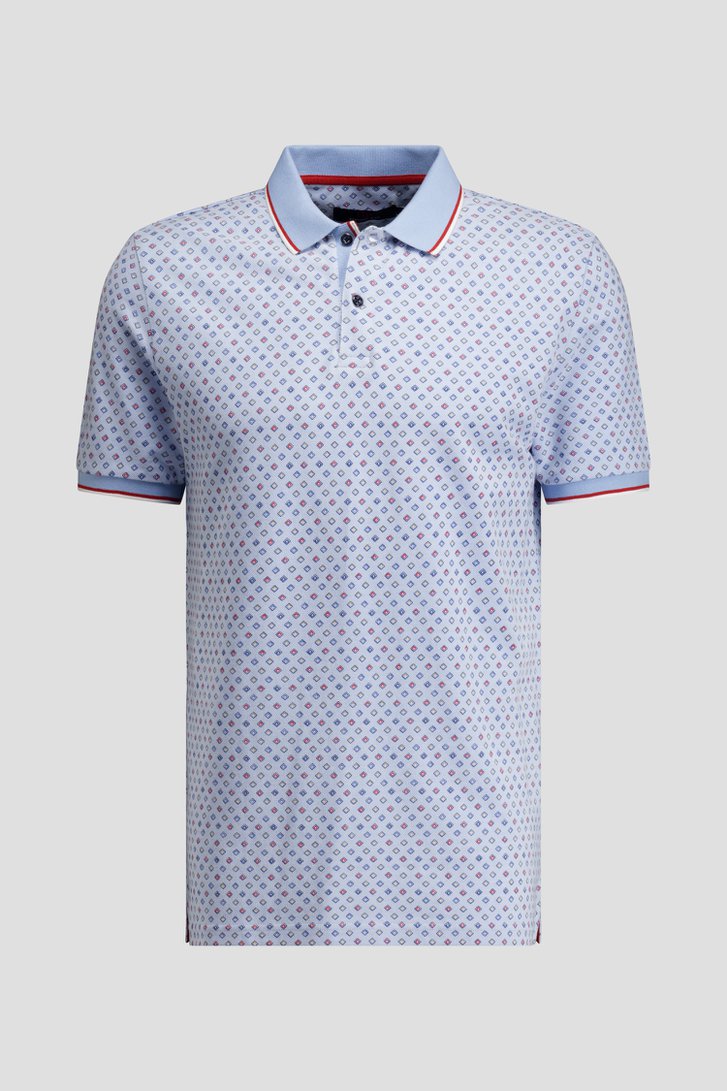 Productfoto 1 van Lichtblauwe polo met ruitjesmotief door Dansaert Blue voor Heren