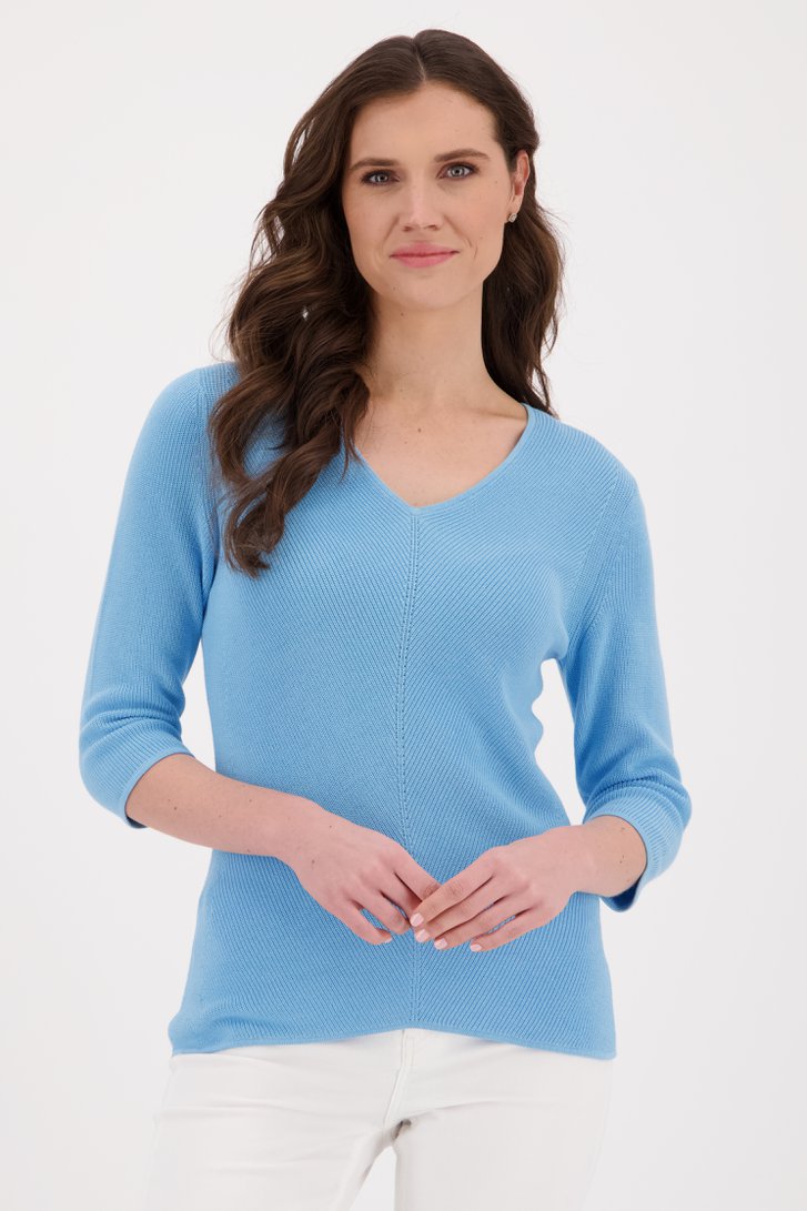 Lichtblauwe trui met V-hals  van D'Auvry voor Dames