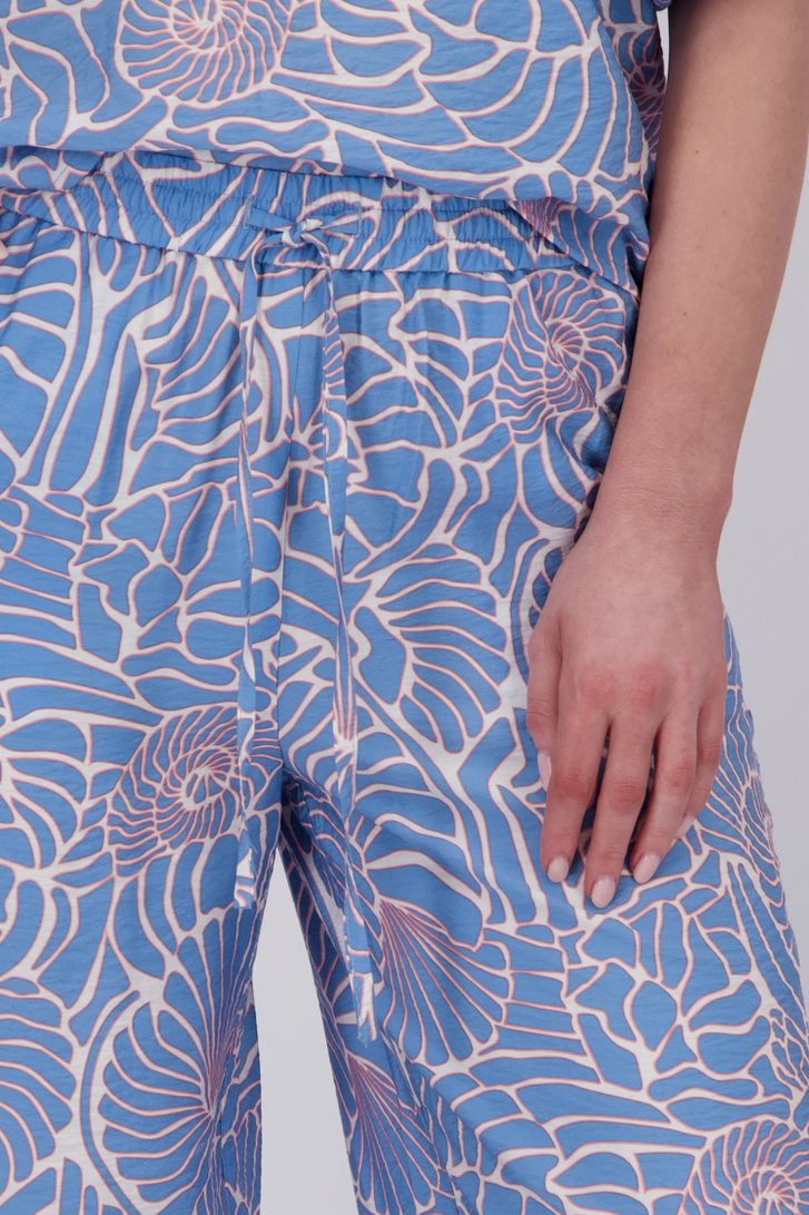 Lichtblauwe wijde broek met print van Libelle voor Dames