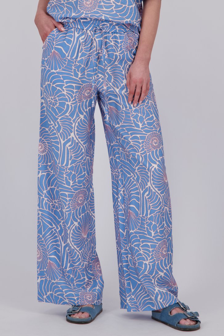 Lichtblauwe wijde broek met print van Libelle voor Dames