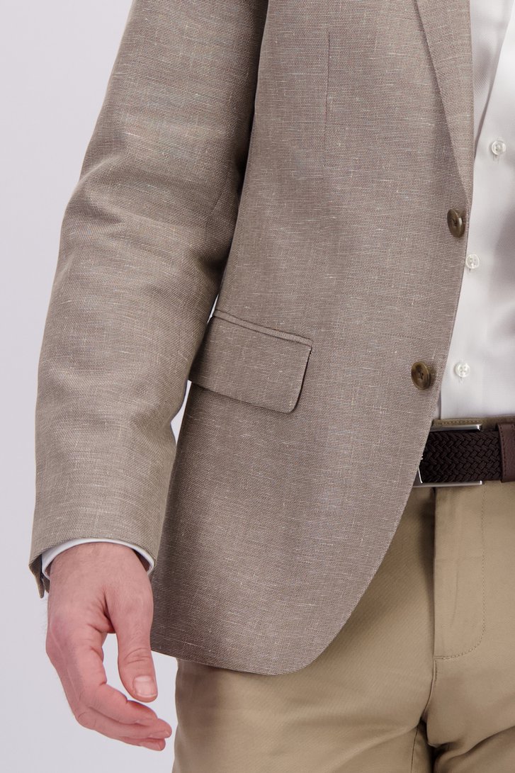 Detail van Lichtbruine blazer met wool blend - Regular fit door Dansaert Black Premium voor Heren