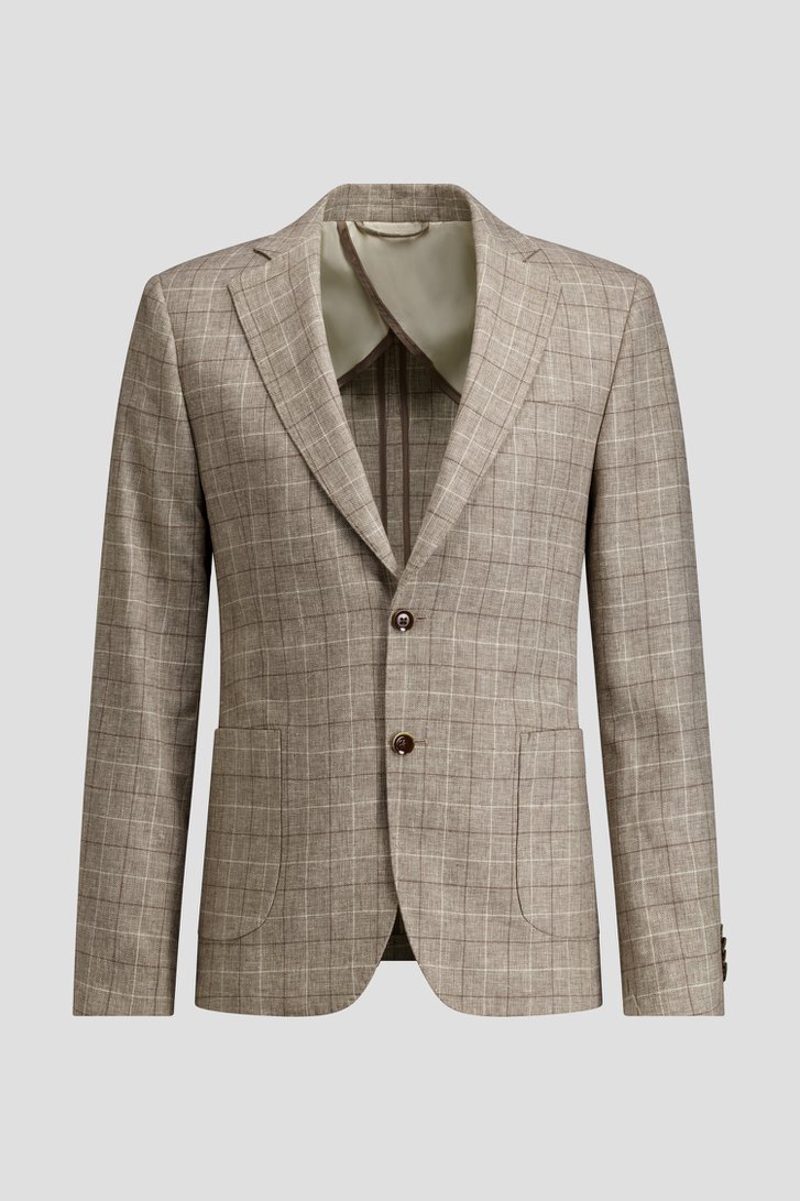 Productfoto 1 van Lichtbruine geruite linnen blazer door Upper East voor Heren