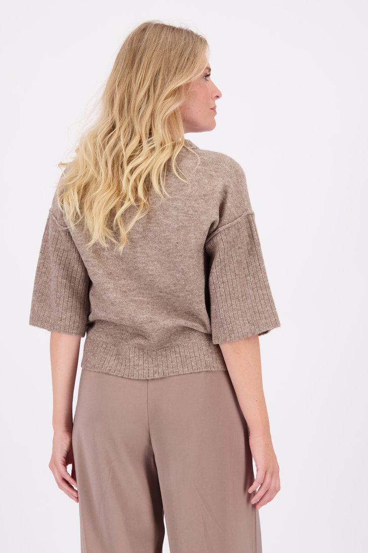 Achterkant van Lichtbruine pull met driekwartmouwen door Libelle voor Dames