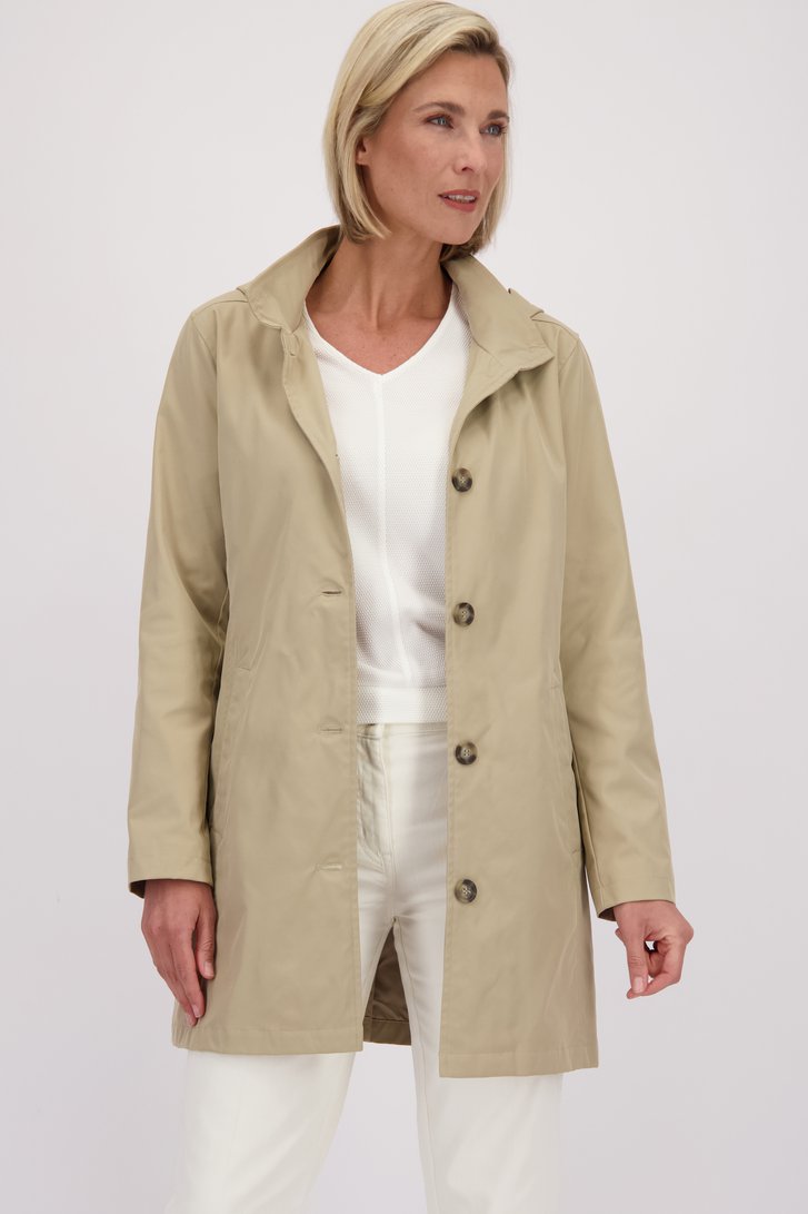 Voorkant van Lichtbruine trenchcoat met kap door Claude Arielle voor Dames