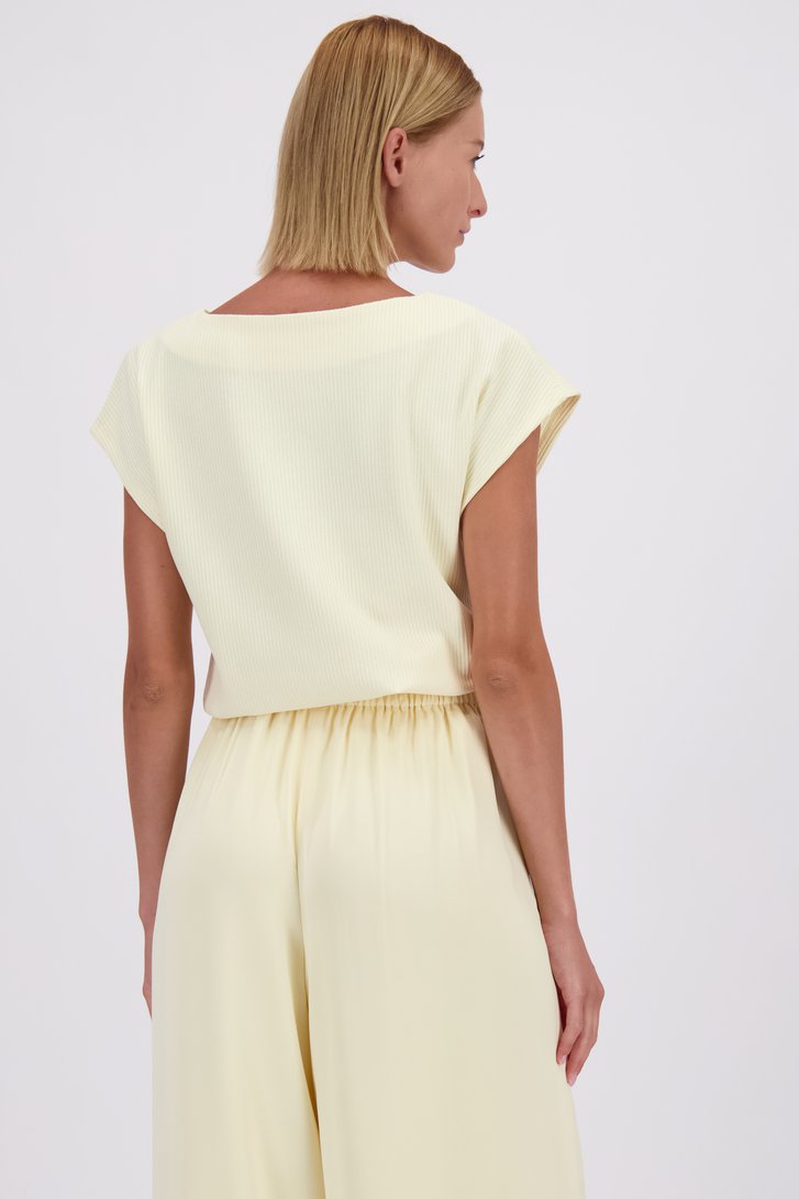 Achterkant van Lichtgeel geribd T-shirt door D'Auvry voor Dames