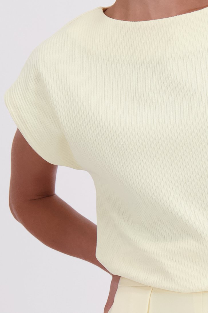 Detail van Lichtgeel geribd T-shirt door D'Auvry voor Dames