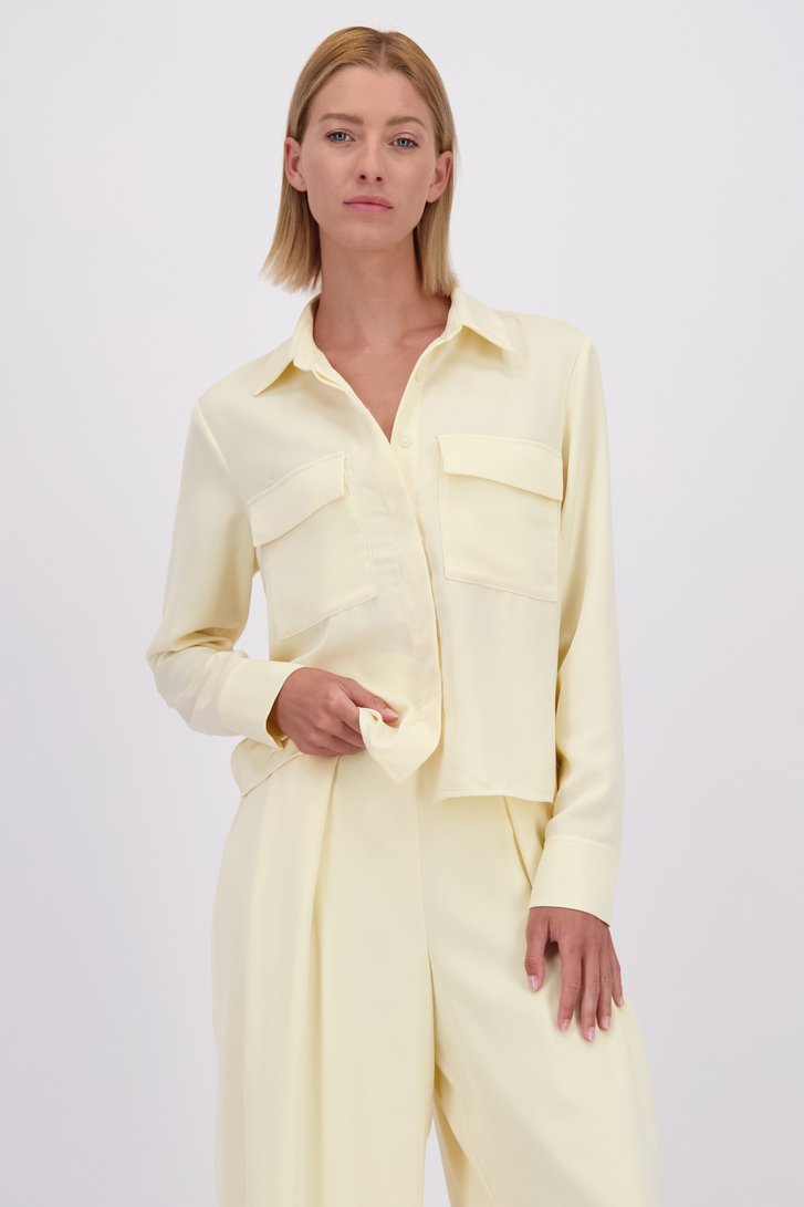 Voorkant van Lichtgele blouse met lange mouwen door D'Auvry voor Dames