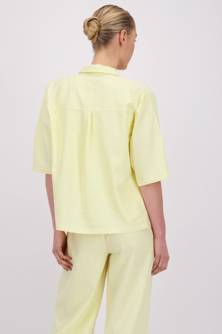 Achterkant van Lichtgele linnen blouse door Liberty Island voor Dames