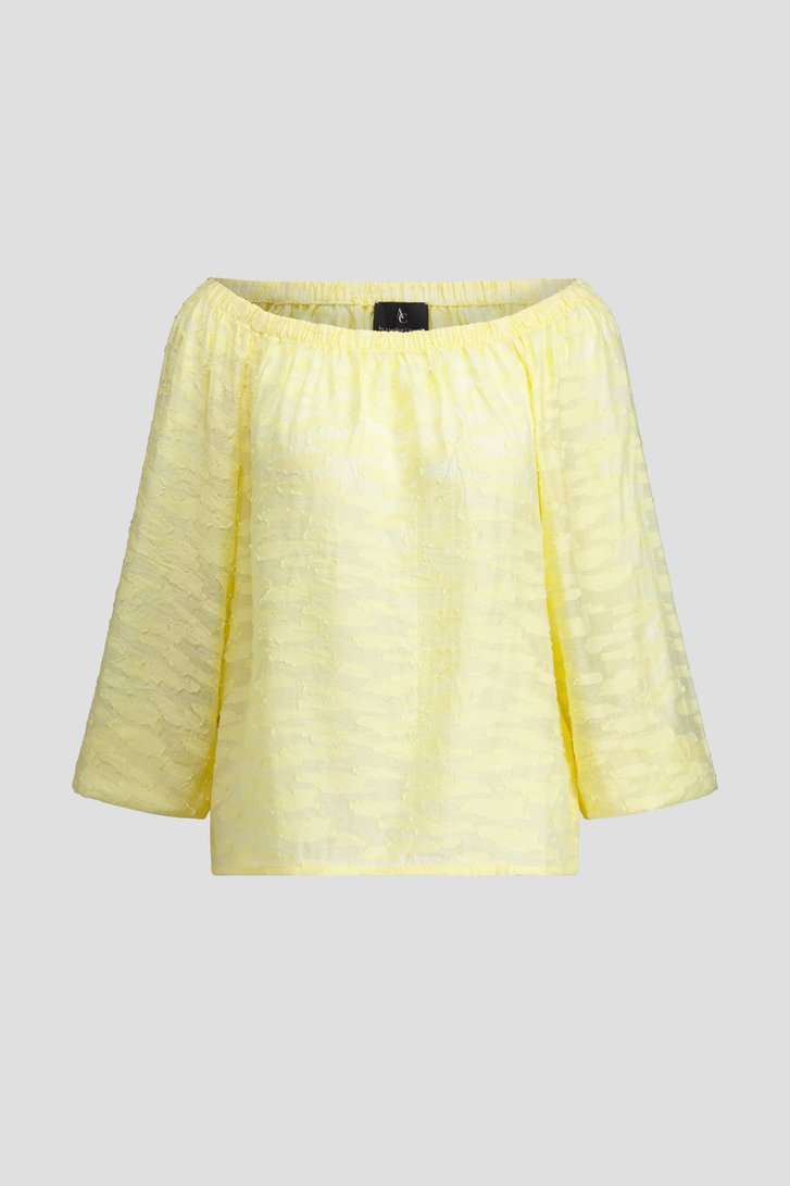 Productfoto 1 van Lichtgele off-shoulder blouse met ingeweven motief door AC by Annelien Coorevits voor Dames