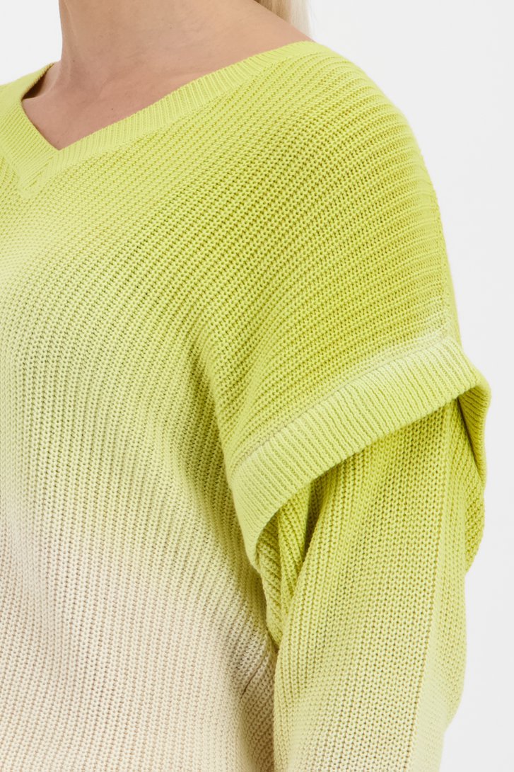 Lichtgele trui met detail aan de mouwen van Louise voor Dames