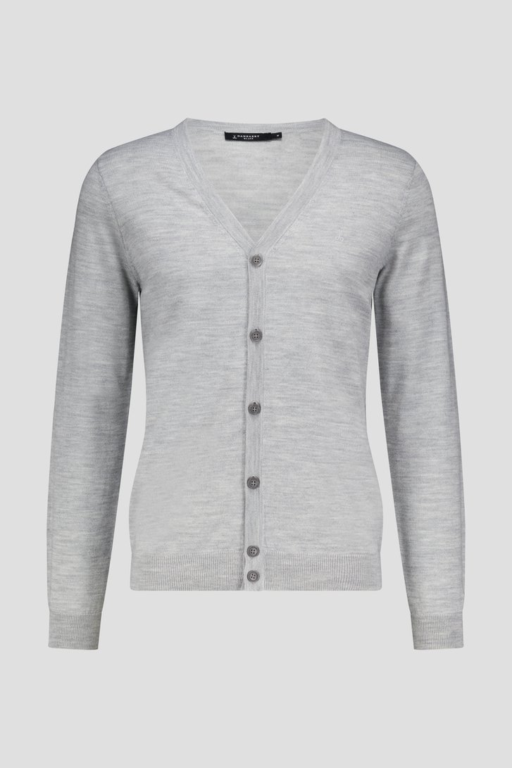 Lichtgrijze fijn gebreide cardigan  van Dansaert Black voor Heren