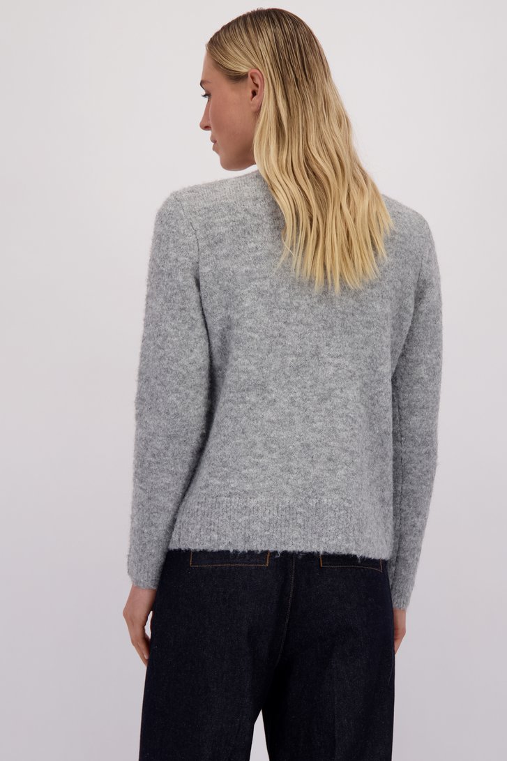 Achterkant van Lichtgrijze gemêleerde cardigan door Liberty Island voor Dames
