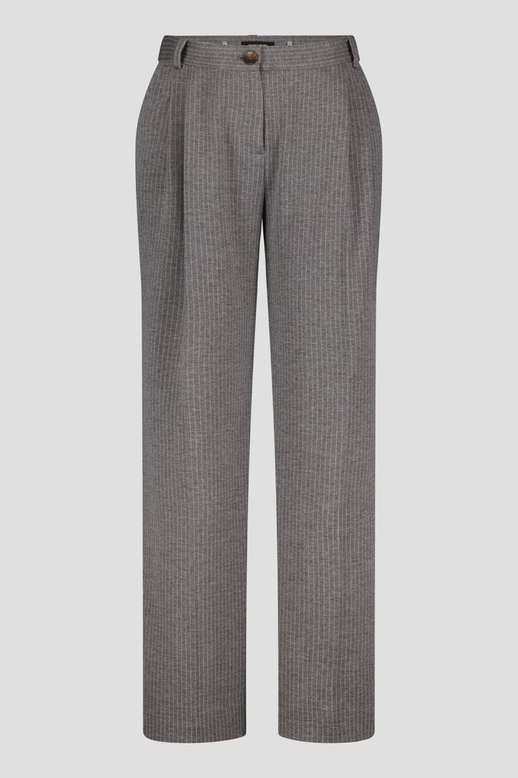 Lichtgrijze wijde broek met krijtstreep van More & More voor Dames