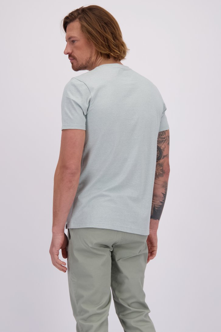 Achterkant van Lichtgroen gestreept T-shirt  door Ravøtt voor Heren