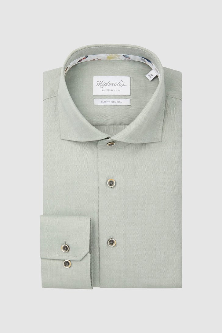 Lichtgroen hemd met lange mouwen - Slim fit van Michaelis voor Heren