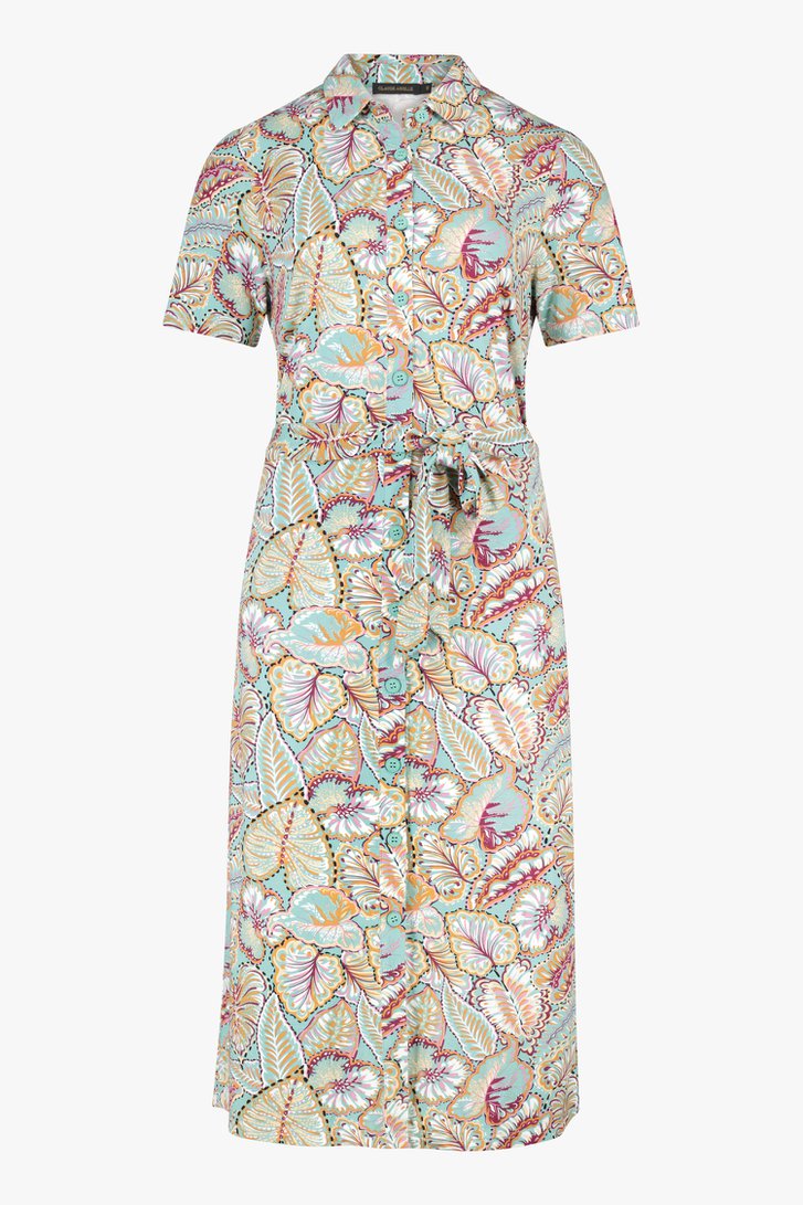 Lichtgroen kleedje met bladerprint van Claude Arielle voor Dames
