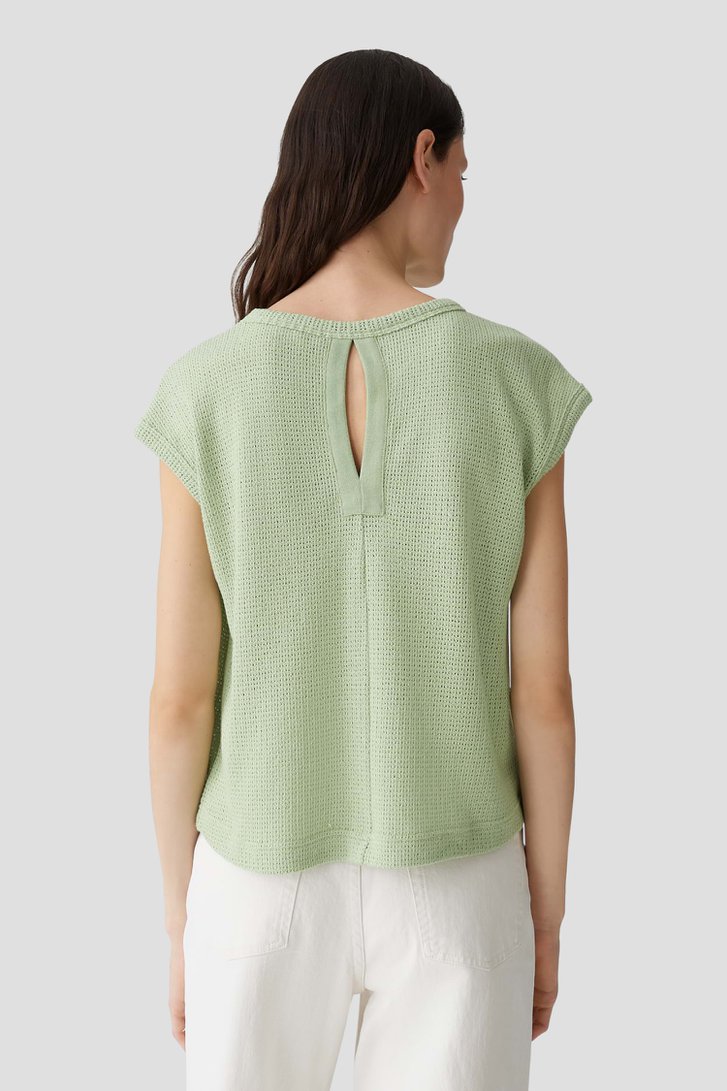 Lichtgroen T-shirt met gebreide look van Opus voor Dames