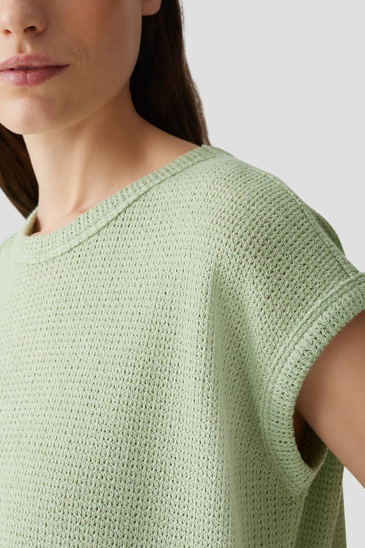 Lichtgroen T-shirt met gebreide look van Opus voor Dames