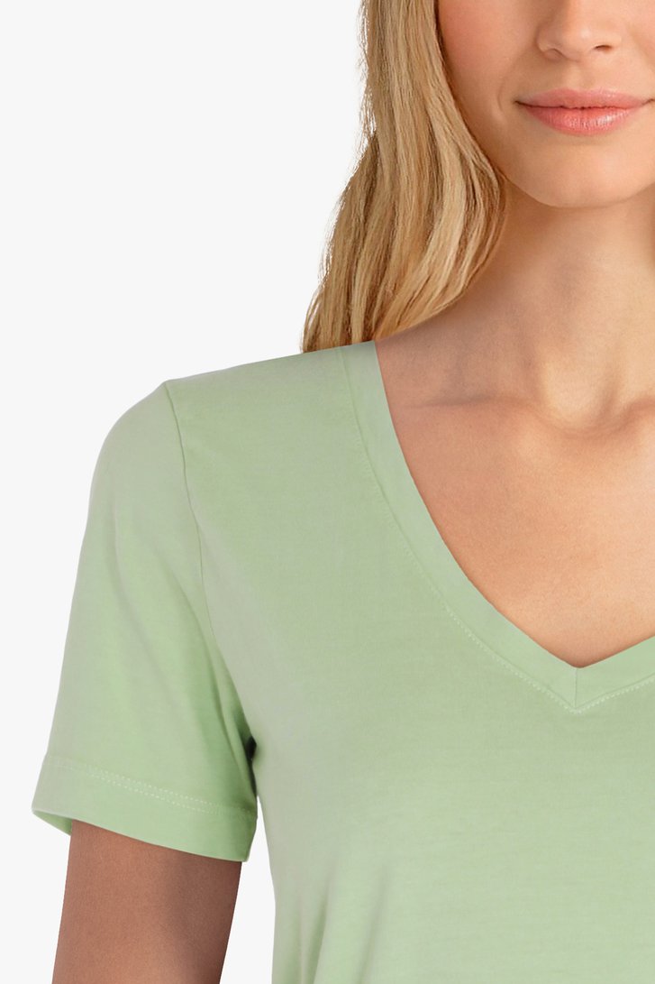 Lichtgroen T-shirt met V-hals van JDY voor Dames