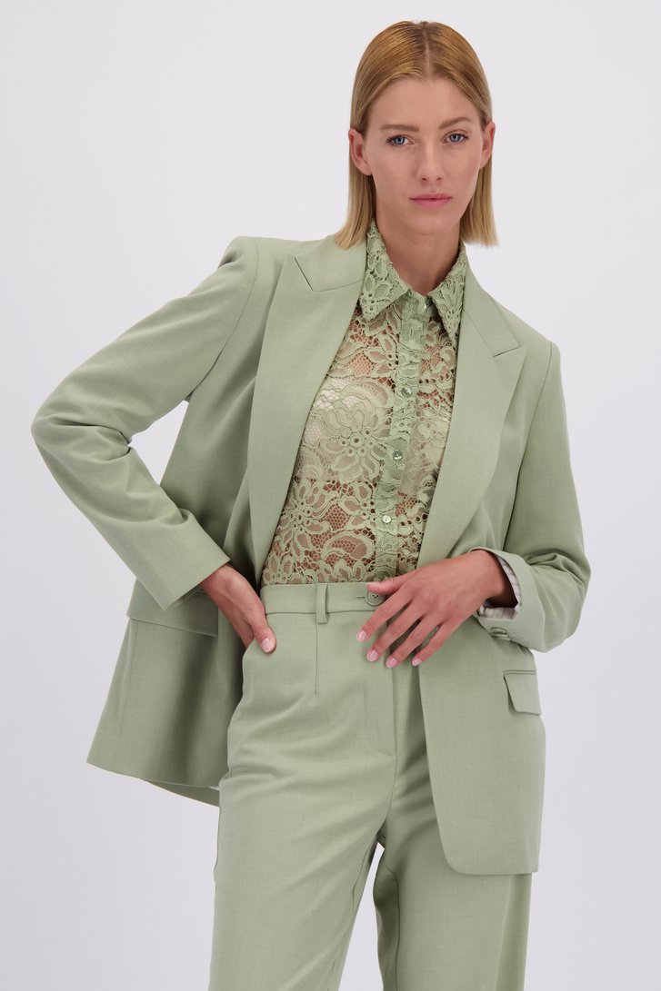 Voorkant van Lichtgroene blazer  door D'Auvry voor Dames