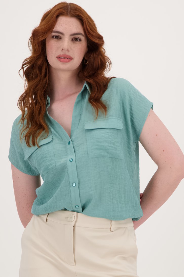 Lichtgroene blouse met korte mouwen van Libelle voor Dames