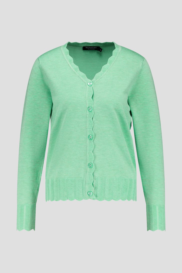 Lichtgroene cardigan met ajourmotief van Signature voor Dames