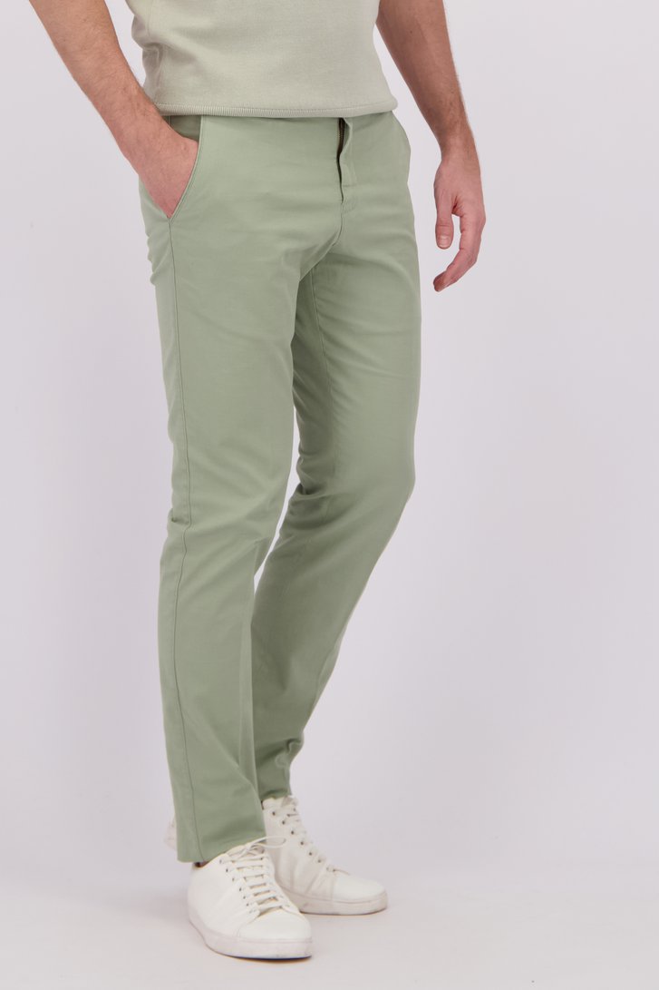 Detail van Lichtgroene chino - Milano - Slim fit door Brassville voor Heren