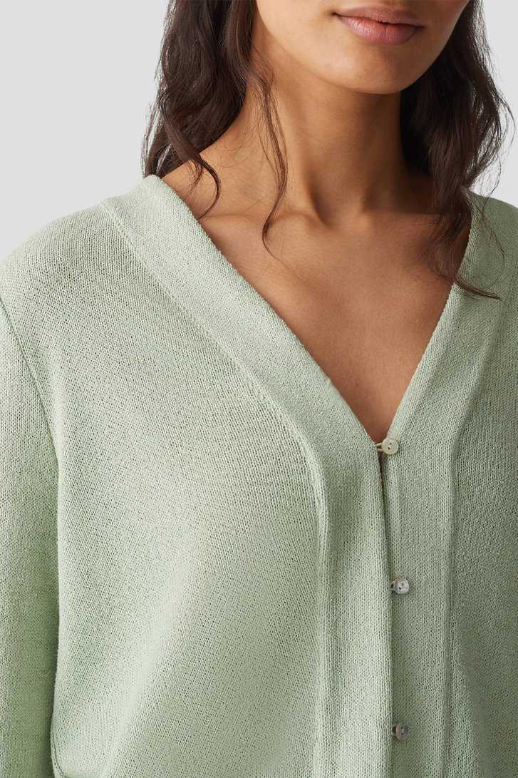 Lichtgroene gebreide cardigan met 3/4-mouwen van Opus voor Dames
