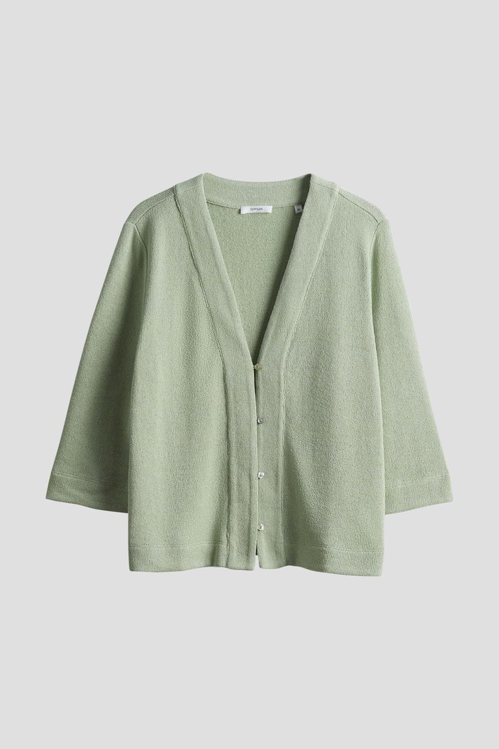 Lichtgroene gebreide cardigan met 3/4-mouwen van Opus voor Dames