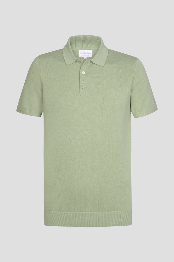 Productfoto 1 van Lichtgroene gebreide polo met korte mouwen door Michaelis voor Heren