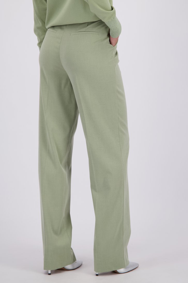 Achterkant van Lichtgroene geklede broek met vouw  door D'Auvry Studio voor Dames