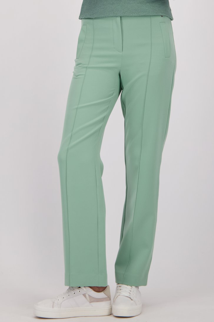 Detail van Lichtgroene geklede broek - Straight fit door Claude Arielle voor Dames